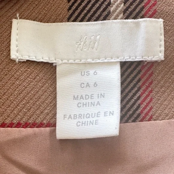 H&M Tan Brown Red Plaid Tan Skirt - Picture 9 of 12